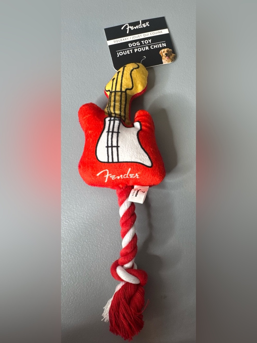 Fender Guitar shaped Tug Dog Toy with squeaker plush